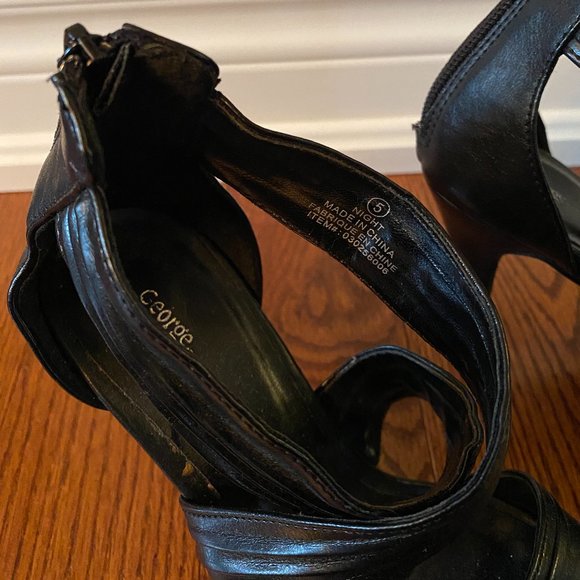 Black Strap Open Toe Heels - Picture 3 of 5